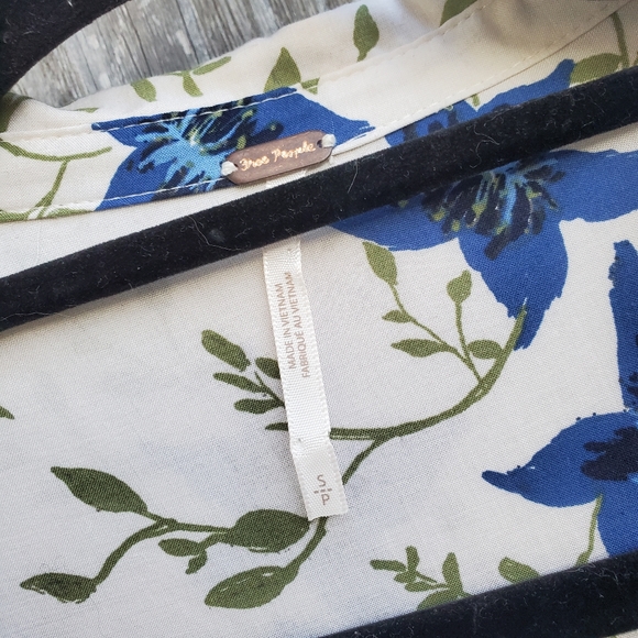 Free People Cream Floral Flowy Drawstring Waist Dress - Picture 7 of 8